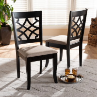 Baxton Studio RH331C-Sand/Dark Brown-DC-2PK Mael Modern and Contemporary Sand Fabric Upholstered and Espresso Brown Finished Wood 2-Piece Dining Chair Set
